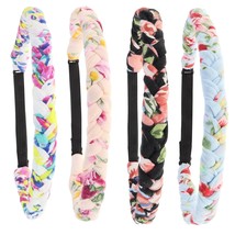 4 Floral Headbands for Girls Adjustable Braided Hairband Hair Accessories for Wo - £27.20 GBP