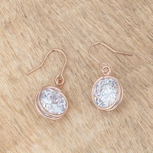 Precious Stars Rose Goldtone Bezel-Cut 9mm Round Cubic Zirconia Dangling Earring Item image 3