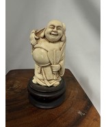Vintage Chinese Molded Resin Cast Hand Carved On Wooden Stand Figurine B... - $14.00