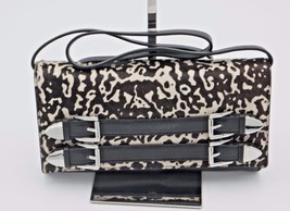 NWT MICHAEL Michael Kors Robin Black White Leather Clutch Shoulder Bag N... - £155.69 GBP
