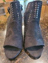 Steve Madden Womens Black Suede Open Toe Perforated Booties size 8 - $25.99