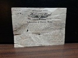 Early American Flyer Railroad Toy Lubrication Instructions For Electric Motor - £6.08 GBP