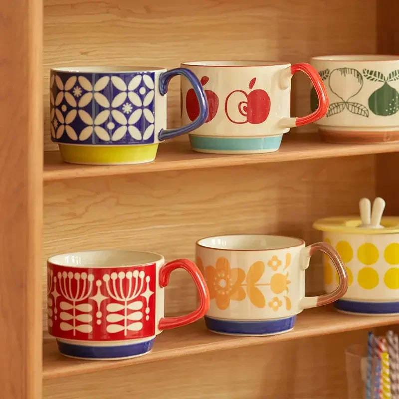 Laysda 300ml Japanese Floral Retro Ceramic Mug Set - $30.99+