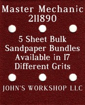 Master Mechanic 211890 - 1/4 Sheet - 17 Grits - No-Slip - 5 Sandpaper Bulk Bdls - $4.99