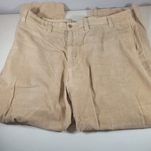 Eddie Bauer Corduroy Pants Mens Size 42x32 Tan Classic Fit Cotton Flat Front - $20.98