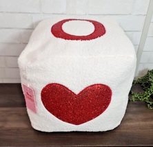 Valentines Day Red Heart LOVE Dice Shaped Square Pillow 12&quot; x 12&quot; Sherpa... - $34.05 CAD
