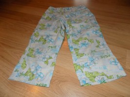 Size Medium 7-8 Cherokee Blue Hawaiian Floral Beach Print Capris Cropped Pants  - £9.43 GBP