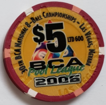 30th BCA Natl 8 Ball Championship Las Vegas Ltd. Edtn 600 $5 RIVIERA Hotel Chip - $19.95