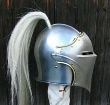 Elmetto medievale in acciaio calibro 18 Barbuta con casco Plume - $235.16