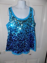 Justice Blue Sequence Tank Top Size 14 Girl's EUC - $13.87