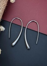 925 Sterling Silver Designer Fashion Hoop Stud Earrings Women - £29.72 GBP