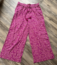 Knox Rose Wide Leg Pink Paisley Pull On Pants Size Large Cottage Core Festival - £11.43 GBP