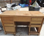Vintage Wood Desk Fold Out Extension Multi Drawer Light Color LOCAL PICK... - $28.35