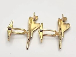 Vtg 1970&#39;s McDonnell DouglasF-15 Gold Tone Pewter Fighter Jet Cuff Link PB92 - £11.95 GBP