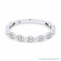 0.14 ct Round Cut Diamond Cluster Band 14k White Gold Stackable Anniversary Ring - £421.21 GBP