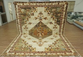 100% wool Ivory - Grey 9x12 Hand Made Wool Carpet Turkish Oushak Area Rug - £1,865.56 GBP