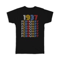 1937 February Colorful Retro Birthday : Gift T-Shirt Age Month Year Born - £19.97 GBP