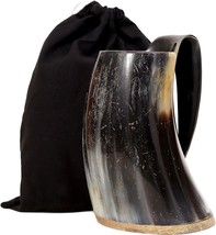 Viking Handmade Drinking Horn Mug Beer Tankard Hardwood Bottom Wine Mead... - £29.01 GBP