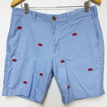 J. Crew Mens Embroidered Crab Print Sunwashed Oxford Shorts 33 Cotton - £19.55 GBP