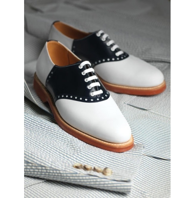 NEW Handmade White Black Derby Shoes, Men's Leather Lace Up Shoes,Men's Formal S