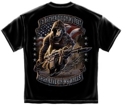 New I&#39;d Rather Die On My Feet Than Live On My Knees Licensed T-Shirt Military - £14.70 GBP+