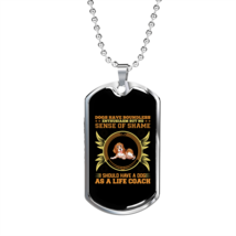 Life Coach Dog Brown Necklace Stainless Steel or 18k Gold Dog Tag 24&quot; Chain - $47.45+