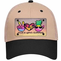 Peace Love Summer Novelty Khaki Mesh License Plate Hat - £21.68 GBP