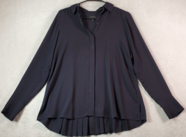 Ann Taylor Blouse Top Women Size XS Black 100% Polyester Long Sleeve Button Down - £15.13 GBP