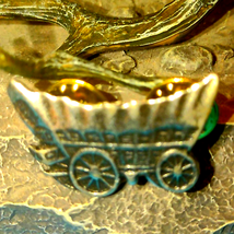 Beautiful pewter covered wagon brooch - £13.77 GBP