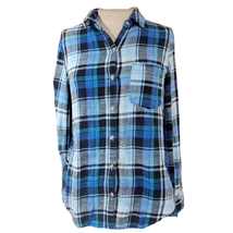 Blue Plaid Button Up Flannel Size Medium - £19.83 GBP