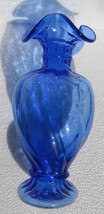 Fenton Handblown Swirl Style Glass Designed &quot;Vase&quot; in A Rich Cobalt Blue... - $79.99