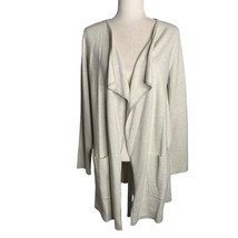 Ann Taylor Open Front Cardigan Sweater M Cream Waterfall Heavy Knit Pockets - £20.70 GBP