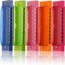 Kids&#39; 10 Hole Translucent Harmonica, 5 Pack (Blue, Red, Green, Orange, And - $41.95