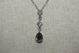 Swarovski Triple Stone Dangling Sparkling Swarovski Clear Crystals 17&quot; Necklace - £41.23 GBP