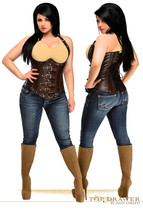Chocolate Brown Faux Leather Underbust Steel Boned  Corset  - £131.72 GBP