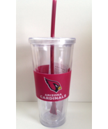 NFL Arizona Cardinals 22 oz Clear Acrylic Travel Tumbler Cup w/Neoprene ... - £13.54 GBP