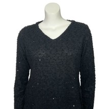 Apt. 9 Sweater Black V Neckline Long Sleeve Sequins Women&#39;s Petite XL - $226.91 MXN