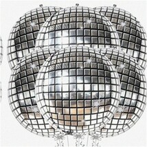 Shimmering Silver Disco Sphere Balloons - 6 Pack | Vibrant 4D Party Deco... - $27.71