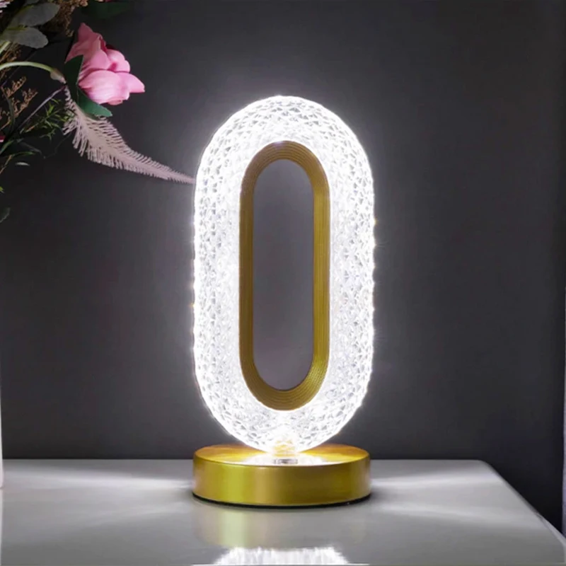 LED Crystal Table Lamp Stepless Dimming USB Charging Touch Switch Remote... - $19.01