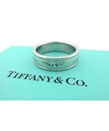 Tiffany &amp; Co Platinum Double Milgrain Flat Wedding Band Ring 6mm Size 8.... - £1,195.03 GBP