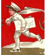 1910 Embossed Gilded Christmas Postcard Little Boy Ice Skating - $29.88 CAD