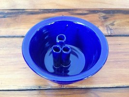 Japanese Ikebana Cobalt Blue Floral Flower Frog Stoneware Art Studio Vase - $79.19