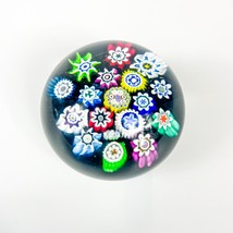 Peter McDougall Miniature 1.75&quot; Spaced Millefiori Black Paperweight - £118.58 GBP