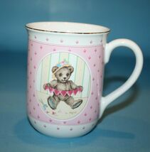 Griffith Teddy Bear Coffee Mug Valentine Cup Pink Hearts Gold Rim Gibson... - $5.65