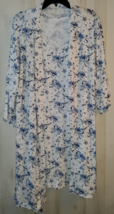 Excellent Womens Serra White W/ Blue Floral Belted Robe &amp; Nightgown Set Size M/L - £22.38 GBP