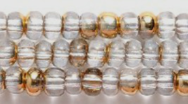 Czech 6/0, Crystal w half coat 14kt Gold, 1 strand glass seed beads, 6 - £2.76 GBP
