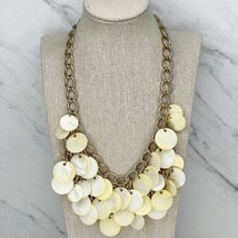 Chico&#39;s Gold Tone Chunky Mother of Pearl Bib Necklace - £13.47 GBP