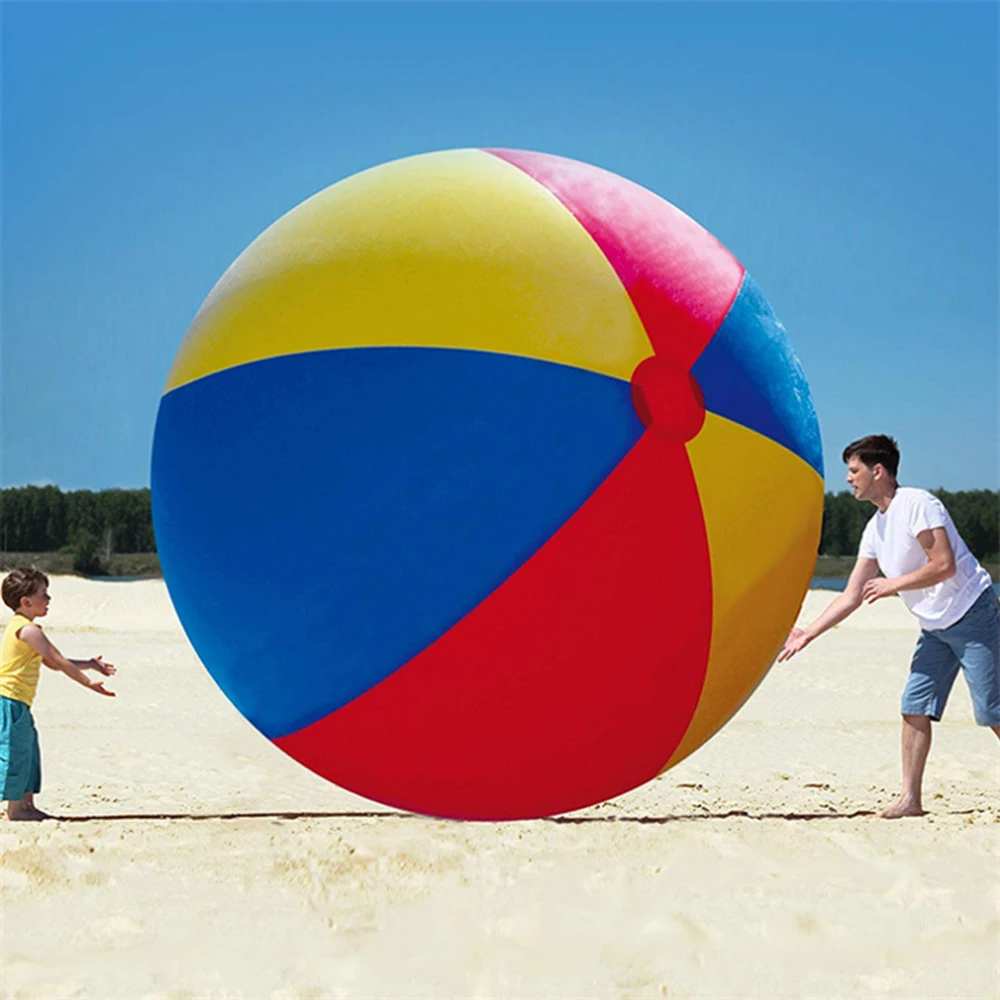  jumbo toys inflatable beach balls 6 5 feet blow up rainbow color water balloons summer thumb200