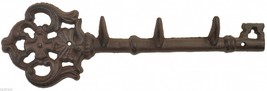 Wall Hook Coat Rack Victorian Skeleton Key Style 3 Hooks Cast Iron 11.625&quot; Long - £10.06 GBP