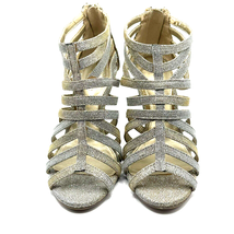 Kelly &amp; Katie Shimmery Silver and Gold Sparkle Sandal Heels Prom Size 7 - £16.78 GBP